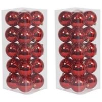Bellatio 40x Rode kerstballen 8 cm kunststof glans -