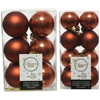 Decoris Kerstversiering kunststof kerstballen terra bruin 4-6 cm pakket van 40x stuks -