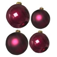 Decoris Glazen kerstballen pakket framboos roze glans/mat 38x stuks 4 en 6 cm -