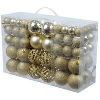 Bellatio Kerstballenpakket 100x gouden kerstballen plastic -