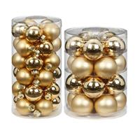 Bellatio 60x stuks glazen kerstballen elegant goud mix 4 en 6 cm glans en mat -