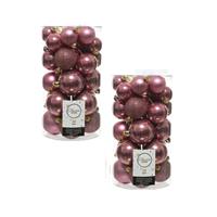 Decoris 60x Oud roze kerstballen 4 - 5 - 6 cm kunststof -
