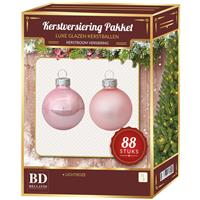 Bellatio Glazen Kerstballen set 88-delig roze -
