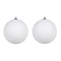 Bellatio 3x Witte grote kerstballen met glitter kunststof 18 cm -