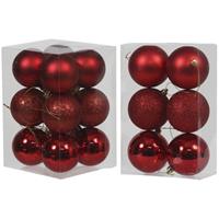 Cosy & Trendy Kerstversiering set kerstballen rood 6 - 8 cm - pakket van 36x stuks -