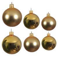 Decoris Glazen kerstballen pakket goud glans/mat 26x stuks diverse maten -