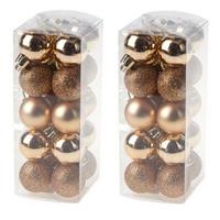 Cosy & Trendy 40x Kleine koperen kerstballen 3 cm kunststof mat/glans/glitter -