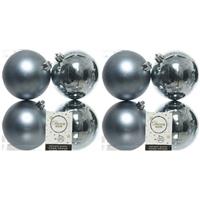 8x Grijsblauwe kerstballen 10 cm kunststof mat/glans -