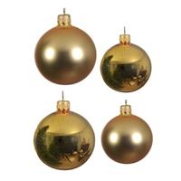 Decoris Glazen kerstballen pakket goud glans/mat 38x stuks 4 en 6 cm -