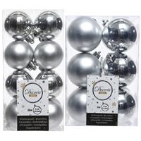 Decoris Kerstversiering kunststof kerstballen zilver 4-6 cm pakket van 40x stuks -