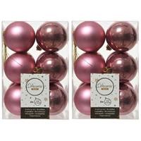 Decoris 72x Oud roze kerstballen 6 cm kunststof mat/glans -