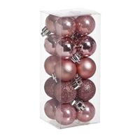 Cosy & Trendy 40x kleine roze kerstballen 3 cm kunststof mat/glans/glitter -