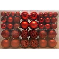 Bellatio 100x Rode kunststof kerstballen 3, 4 en 6 cm -