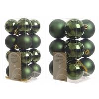 Decoris Kerstversiering kunststof kerstballen donkergroen 4-6 cm pakket van 40x stuks -