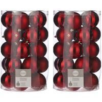 Mica Decorations 50x Kunststof kerstballen rood 8 cm -