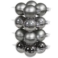 Bellatio 32x Titanium grijze glazen kerstballen 8 cm mat/glans -