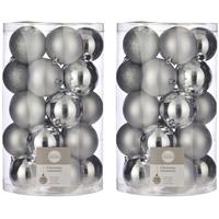 Mica Decorations 50x Kunststof kerstballen zilver 8 cm -