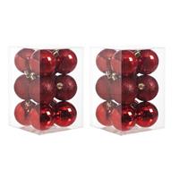 Cosy & Trendy 24x Rode kerstballen 6 cm kunststof mat/glans -