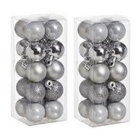 Cosy & Trendy 40x Kleine zilveren kerstballen 3 cm kunststof mat/glans/glitter -