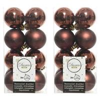 32x Mahonie bruine kerstballen 4 cm kunststof mat/glans -