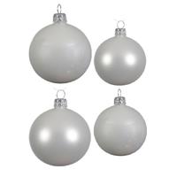 Decoris Glazen kerstballen pakket winter wit glans/mat 38x stuks 4 en 6 cm -