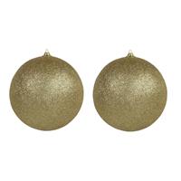 Bellatio 3x Gouden grote kerstballen met glitter kunststof 18 cm -