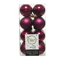 Decoris 16x stuks kunststof kerstballen framboos roze (magnolia) 4 cm glans/mat -