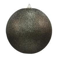 Bellatio 3x Zwarte grote decoratie kerstballen met glitter kunststof 25 cm -