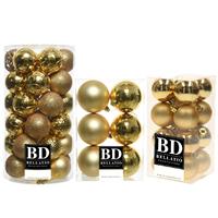 Bellatio 59x stuks kunststof kerstballen goud 4, 6 en 8 cm glans/mat/glitter mix -