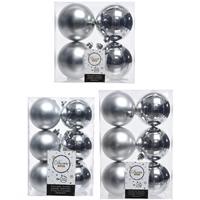 Decoris Kerstversiering kunststof kerstballen zilver 6-8-10 cm pakket van 44x stuks -