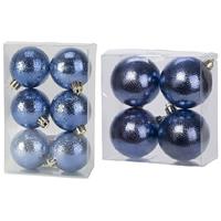 Cosy & Trendy Kerstversiering set circel-motief kerstballen donkerblauw 6 - 8 cm - pakket van 20x stuks -