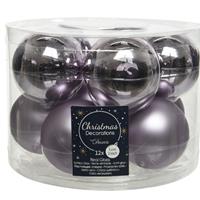 Decoris 30x Lila paarse glazen kerstballen 6 cm glans en mat -