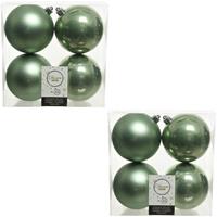 Decoris 8x Salie groene kerstballen 10 cm kunststof mat/glans -