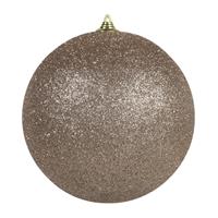Bellatio 3x Champagne grote decoratie kerstballen met glitter kunststof 25 cm -