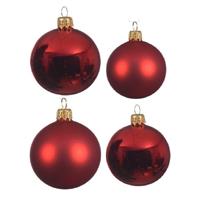 Decoris Glazen kerstballen pakket kerstrood glans/mat 38x stuks 4 en 6 cm -