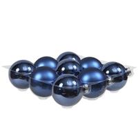 Bellatio 18x Blauwe glazen kerstballen 10 cm mat/glans -