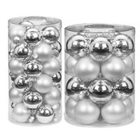 Bellatio 50x stuks glazen kerstballen elegant zilver mix 4 en 6 glans en mat -