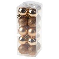 Cosy & Trendy 20x stuks kleine kunststof kerstballen koper 3 cm -