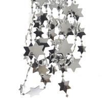 Decoris 6x stuks zilveren sterren kralenslingers kerstslingers 270 cm -