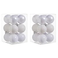 Cosy & Trendy 24x Witte kerstballen 6 cm kunststof mat/glans -