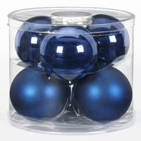 Christmas goods 18x Donkerblauwe glazen kerstballen 10 cm glans en mat -