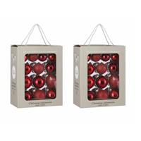 Mica Decorations 52x Glazen kerstballen rood 5-6-7 cm mat/glans -