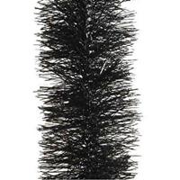 Decoris 3x Zwarte kerstslingers 10 cm breed x 270 cm kerstboomversiering -