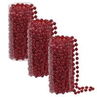 Bellatio 4x stuks kerstboom kralenslingers rood 8 meter kerstslingers -