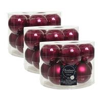 Decoris 30x stuks glazen kerstballen framboos roze (magnolia) 6 cm mat/glans -