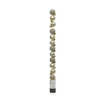 Decoris 14x stuks kleine kunststof kerstballen champagne 3 cm -