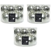 Decoris 30x Zilveren glazen kerstballen 6 cm glans en mat -