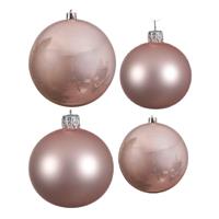 Decoris Glazen kerstballen pakket lichtroze glans/mat 38x stuks 4 en 6 cm -