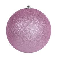 Bellatio 3x Roze grote decoratie kerstballen met glitter kunststof 25 cm -