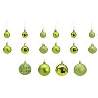 Bellatio 100x stuks kunststof kerstballen lime groen 3, 4 en 6 cm -